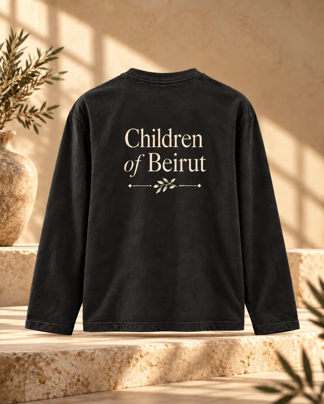Back of the Beirut Kin washed black long sleeve